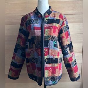 Tradition Country Collection Size 12 zip-up coat patchwork vintage tapestry
